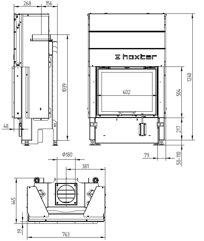 Hoxter HAKA 60/50 Sh wymiary wkładu kominkowego HAKA 60_50 Sh firmy Hoxter