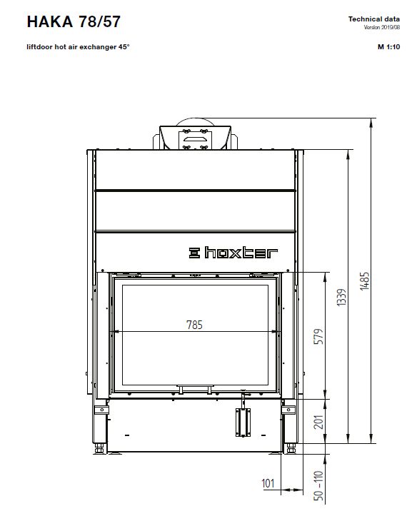 Hoxter HAKA 78/57 H wymiary wkładu kominkowego HAKA 78_57_H  firmy Hoxter