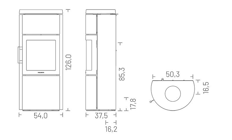 Hwam 3520 wymiary piecyka wolnostojącego marki Hwam model 3520