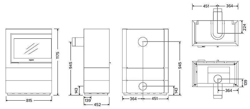 Hwam Hwam 5630 L lub P wymiary piecyka wolnostojącego marki Hwam model 5630