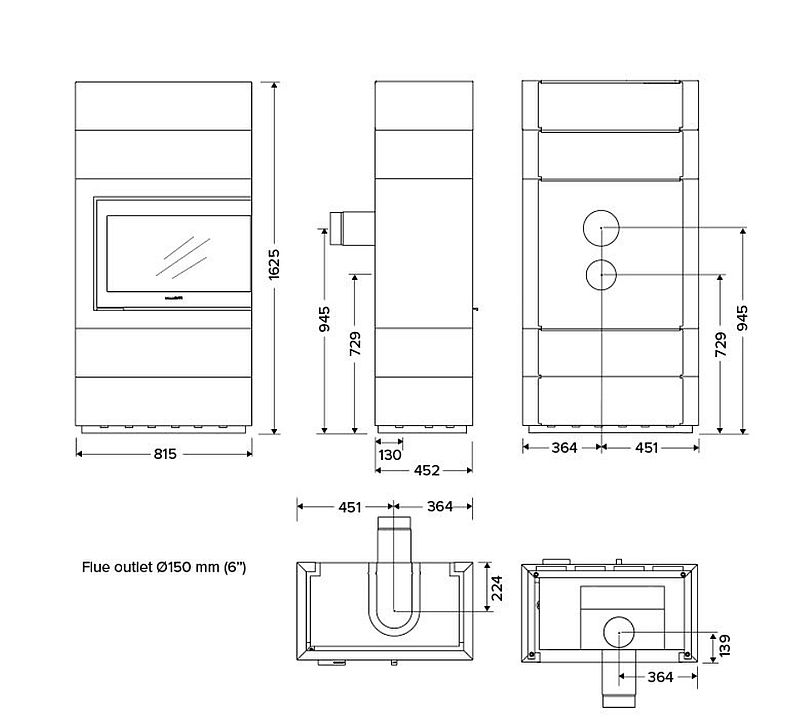 Hwam Hwam 5670 L lub P wymiary piecyka wolnostojącego marki Hwam model 5670