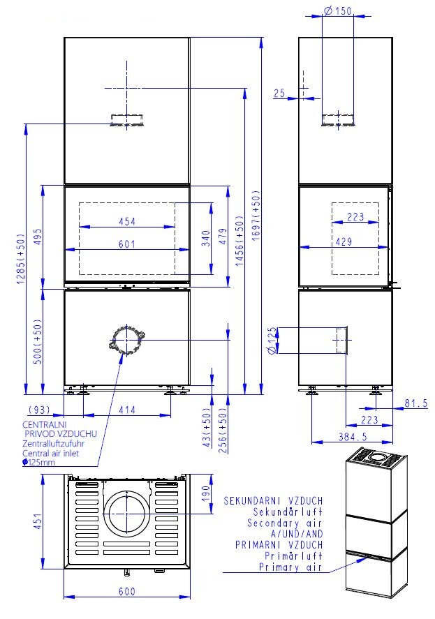 Romotop Lera C GH Stal wymiary piecyka wolnostojącego Lera CG H Stal