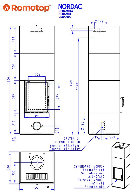 Romotop Nordac Ceramika  wymiary