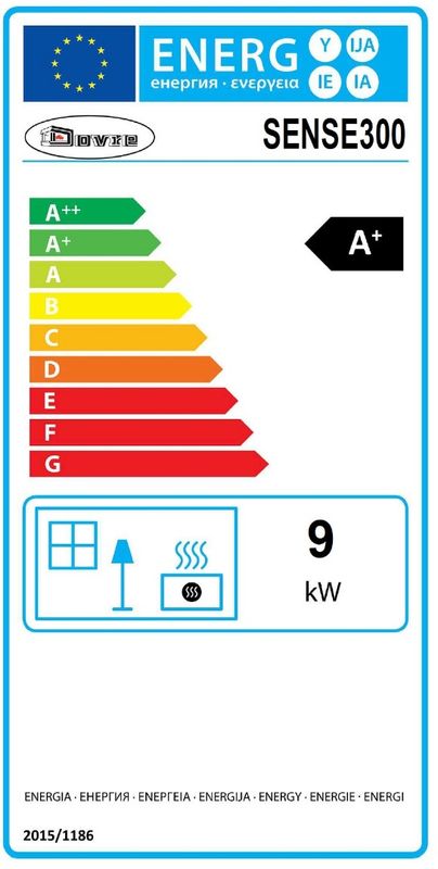 Dovre Sense 303 tabliczka energetyczna do piecyka Sense 300