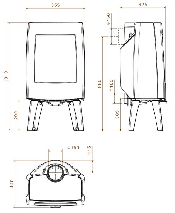 Dovre Sense 303 wymiary piecyka Sense 300